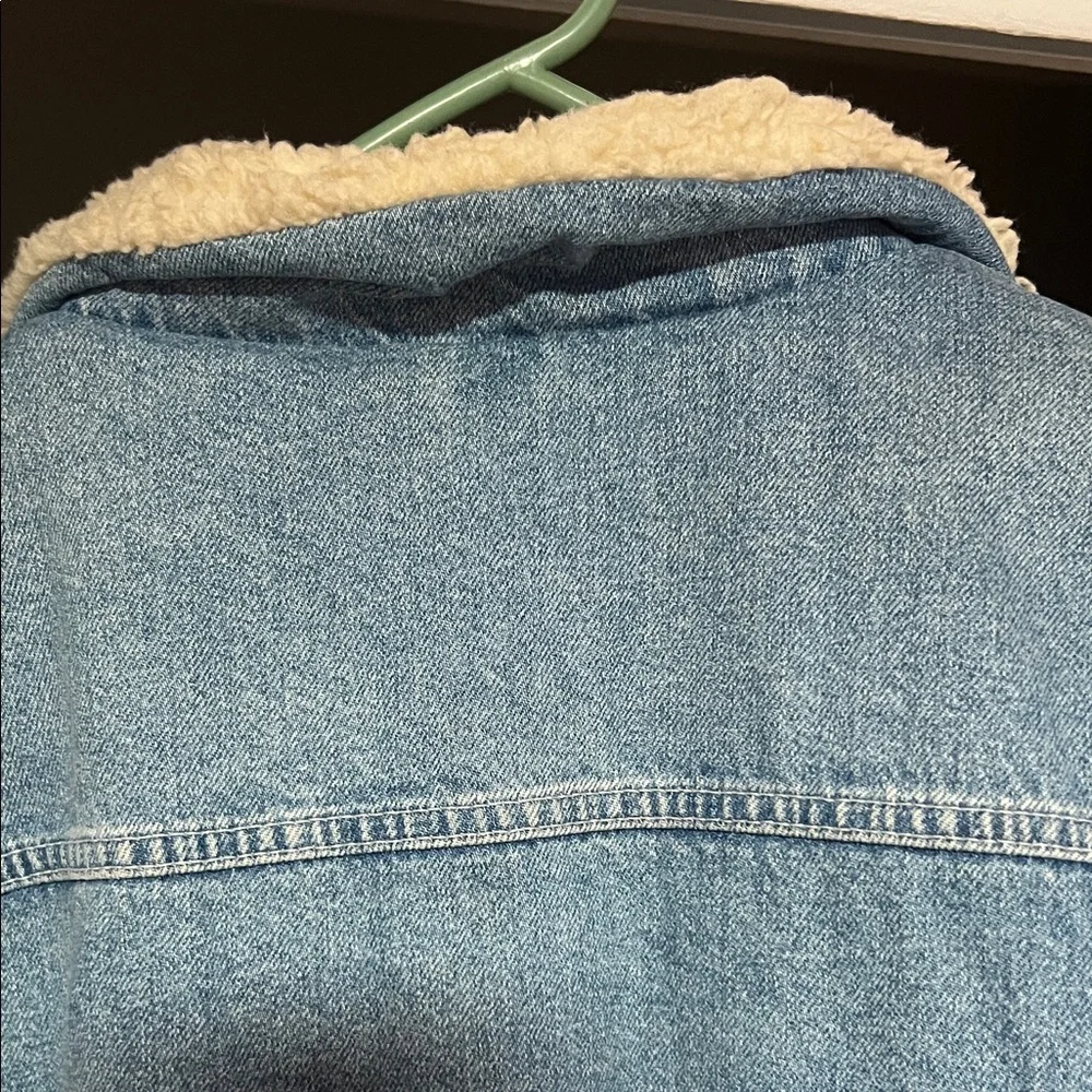 Topshop Cream Sherpa Lined Denim Jacket - Picture 12 of 12